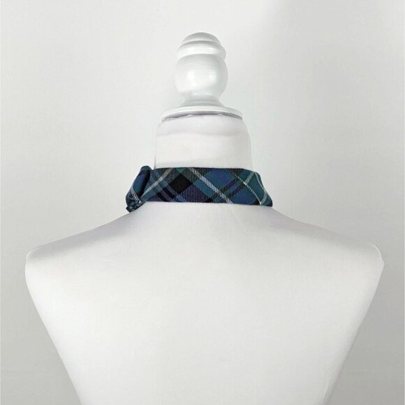 Ogsplosh - Green And Periwinkle Tartan Ascot - Wool Cravat - Unique Scarf - NEW - Picture 5 of 7
